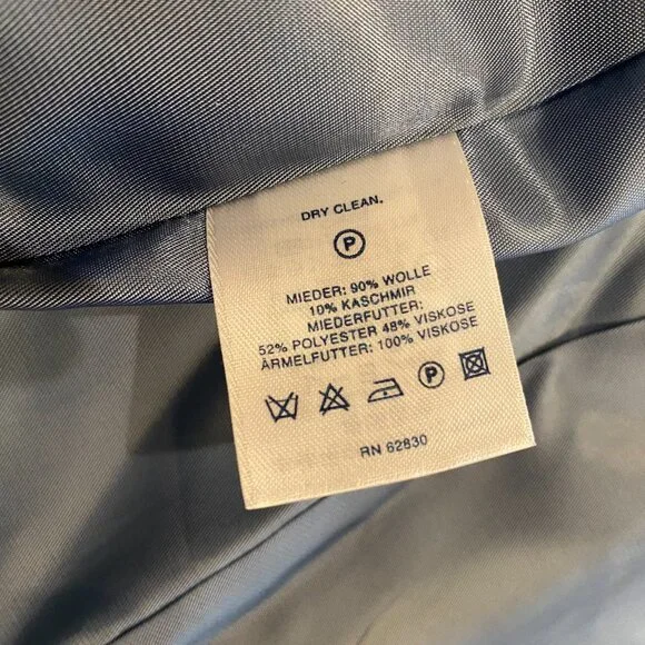 Vintage Lands End Womens Blazer Jacket Black Striped Cashmere Wool Size 12 - Picture 9 of 10